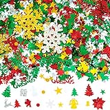 Aneco 150g/7000 Pieces Christmas Confetti Pentagram,Snowflake,Santa,Pine,Merry Christmas Alphabet,Sequin,Poinsettia Flowers,Gift,Bell,Angel,Snowman,Elk Table Confetti Bright Christmas Decoration Set