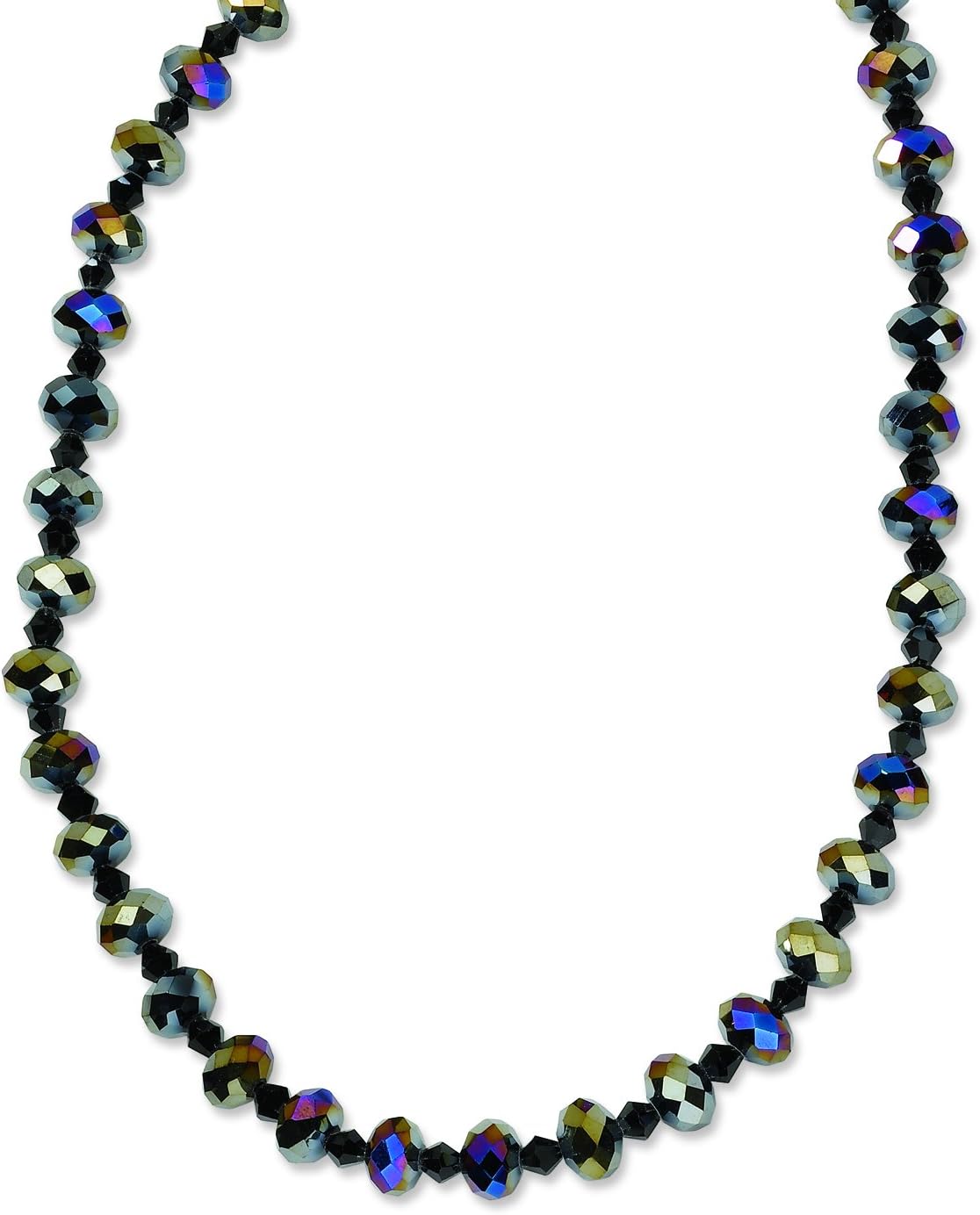 1928 Jewelry Company1928 Jewelry Black-Plated Aurora Borealis Black Glass Beads 16in w/ext Necklace