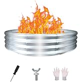 60 Inch Fire Pit Ring 5FT Galvanized Steel Burn Barrel,12" Raised Heavy Duty Wood Burning Fire Pits,Heat Resistant Campfire Ring with Spark Guard, for Outdoor Backyard, Patio &amp; Camping Use