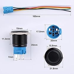 DMWD 2PCS 19MM Momentary Push Button Switch 12V-24V