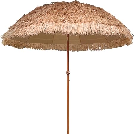 Amazon Com Ammsun 7 5ft Hula Thatched Tiki Umbrella Hawaiian Style Beach Patio Umbrella 10 Ribs Upf 50 With Tilt Natural Color Garden Outdoor