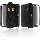 Herdio 3.5 Inch Passive Outdoor Speakers Wired Waterproof, 200W 3 Way Premium Mountable Wall Mount Speakers with Superior Sound, All-Weather Durability, for Patio Marine Boat Garage Indoor(Black Pair)
