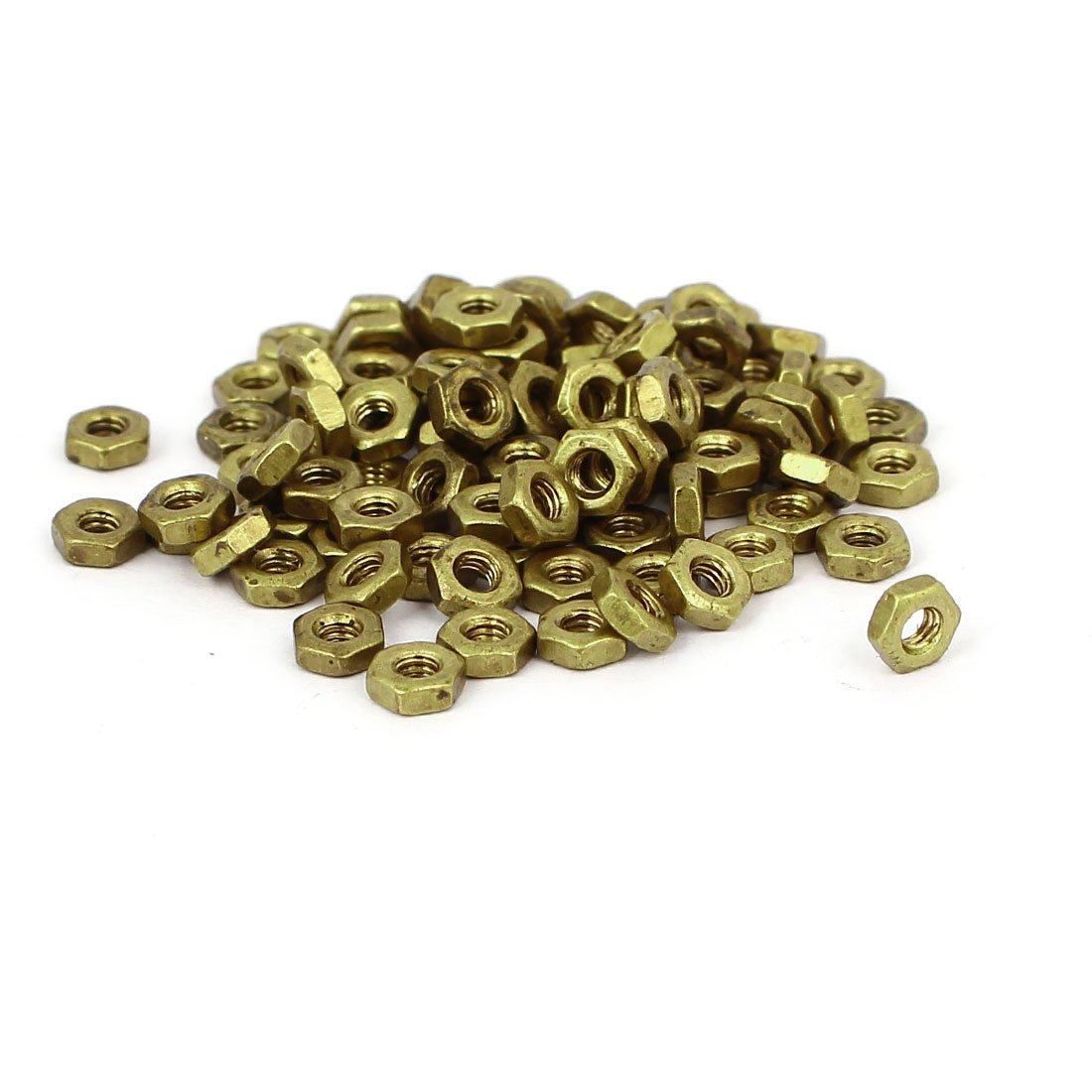 Sourcingmap M2 Brass Machine Screw Insert Lock Hex Hexagon Nut Fastener 100pcs