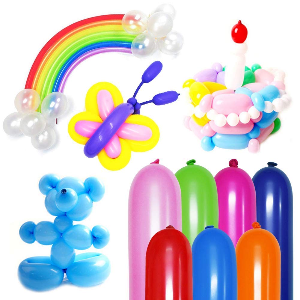 HAKACC Magic Balloons Kits,200 Pack 260Q Animal Balloons Assorted Color Thickening Latex Modeling Twisting Balloons for Animal Shape Weddings, Birthdays Clowns, Party Decorations