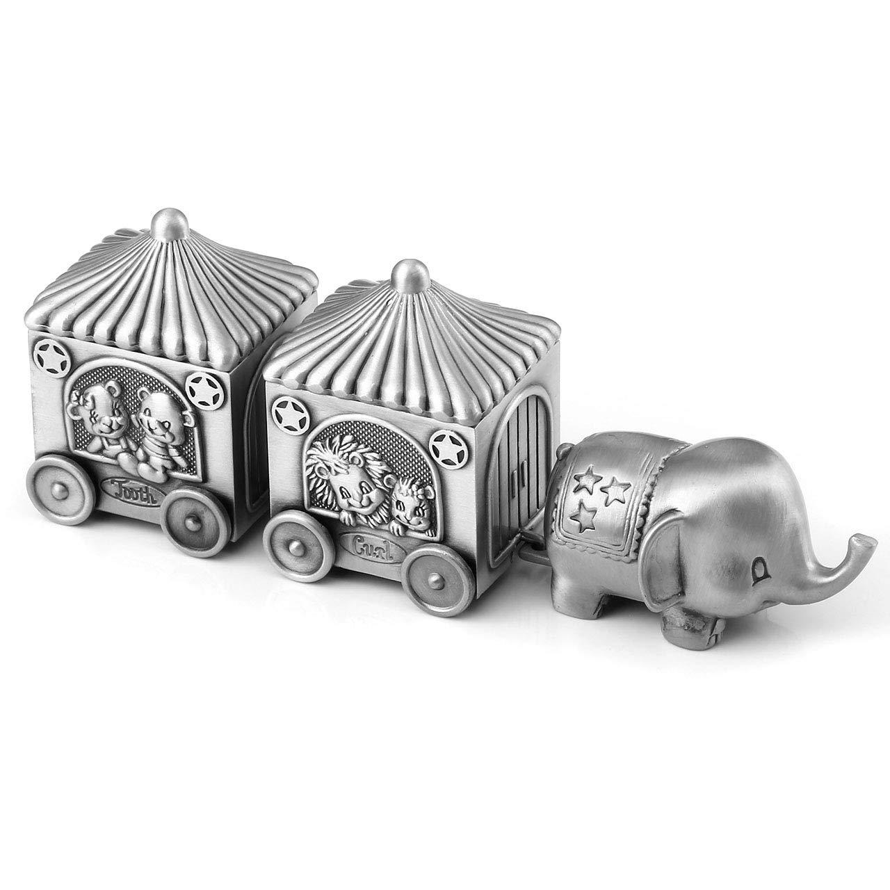 Mogokoyo Silver Tooth Holder, My First Tooth and Curl Keepsake Box Set, Baby Teeth Fairy Containter Gift Boxes for Child Kids