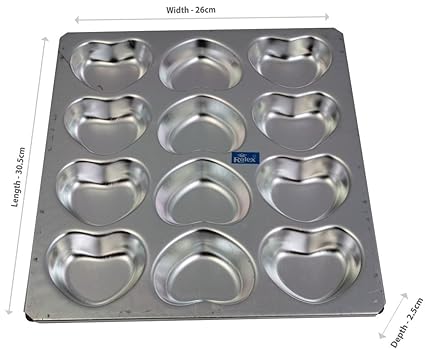 Rolex Aluminium Muffin Bakeware Tray Little Heart Tray 12 cavity
