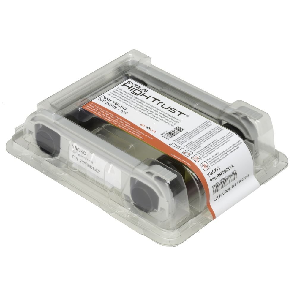 Evolis R5F002EAA Printer Ribbon, Black, Blue, Red, Yellow