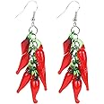 Red Chili Hot Pepper Drop Earrings Funny Resin Simulation Vegetable Food Dangle Earring Hot Spicy Capsicum Statement Earring for Women Jewelry
