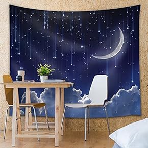 Peaceful Night Time Sky with a Bed of Clouds - Fabric Tapestry, Home Decor - 51x60 inches