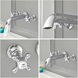 Milano Elizabeth Wall Mounted 3 Tap-Hole Bath Filler Tap Crosshead Handles view 3