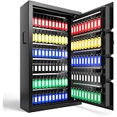 XDeer 122 Position Key Lock Box with Code,Key Box Wall Mount with Drop Slot | Key Cabinet with Combination Key Lock, Key Tag, LED Light, Backlit Keypad, Key Safe for Hotel Office Company Car Dealerships