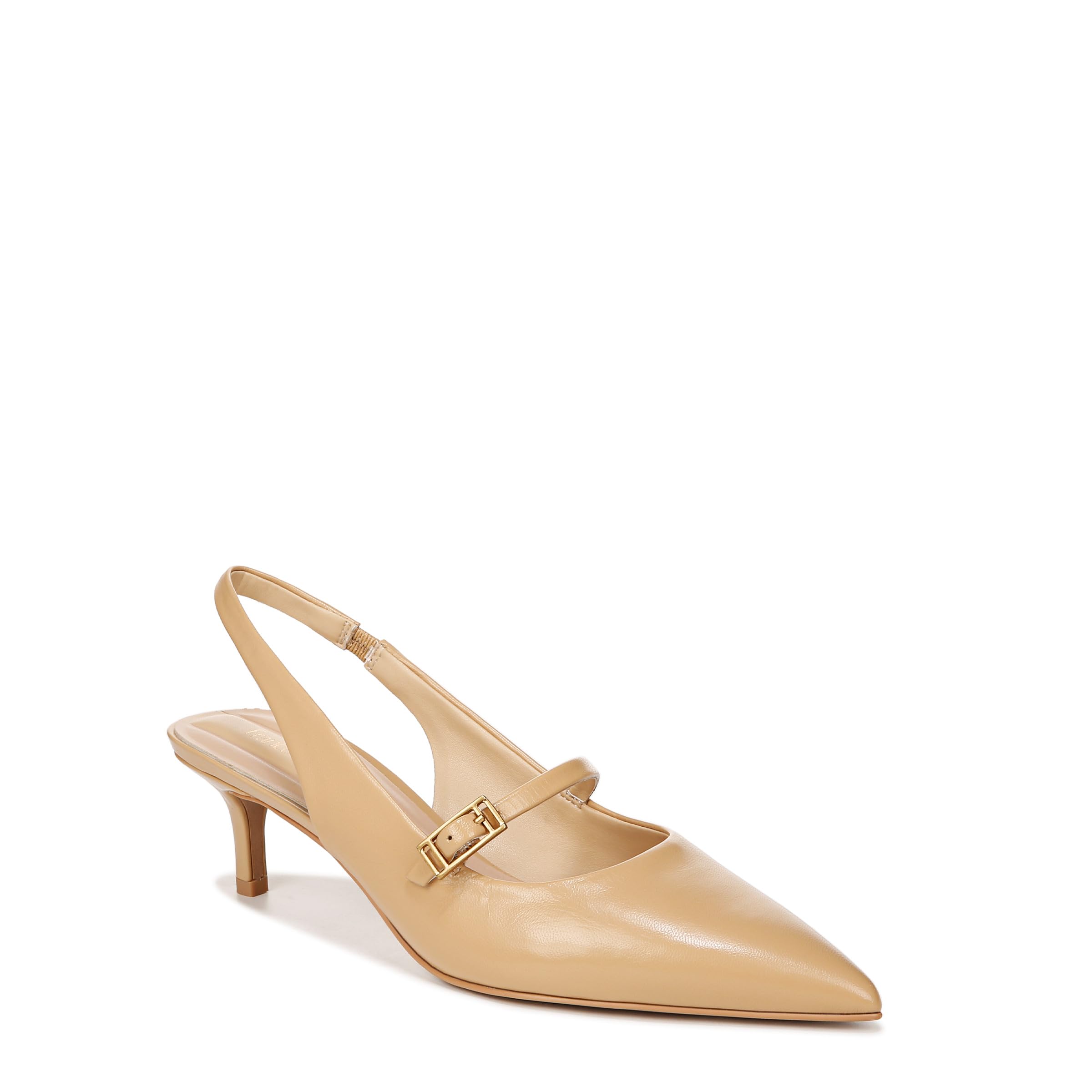 Franco Sarto Womens Khloe Pointed Toe Slingback Kitten Heel Nude Beige Leather 7.5 W