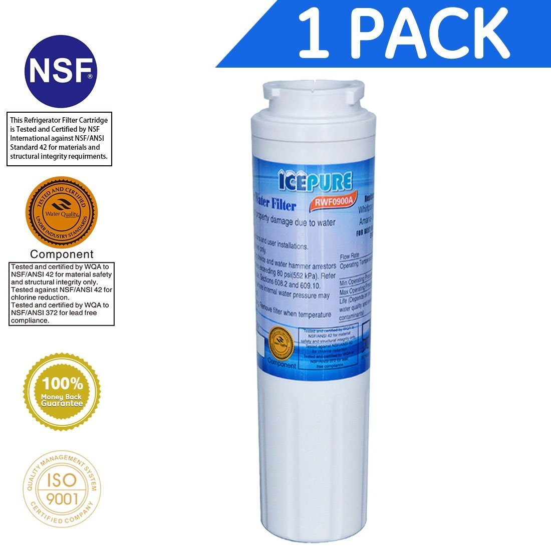 Icepure RWF0900A Refrigerator Water Filter Compatible with Maytag