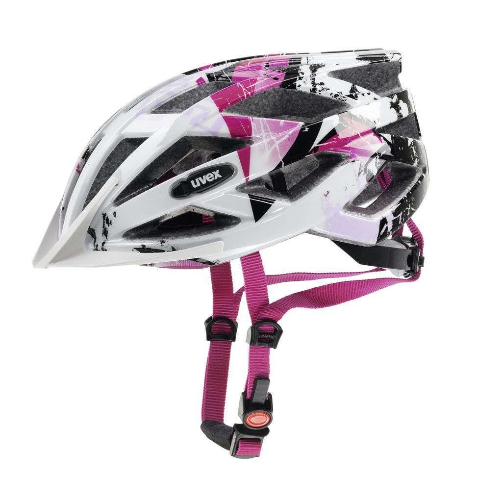 uvex air wing - lightweight all-round helmet for women and men - individually adjustable fit - expandable with LED light - white-pink - 52-57 cm