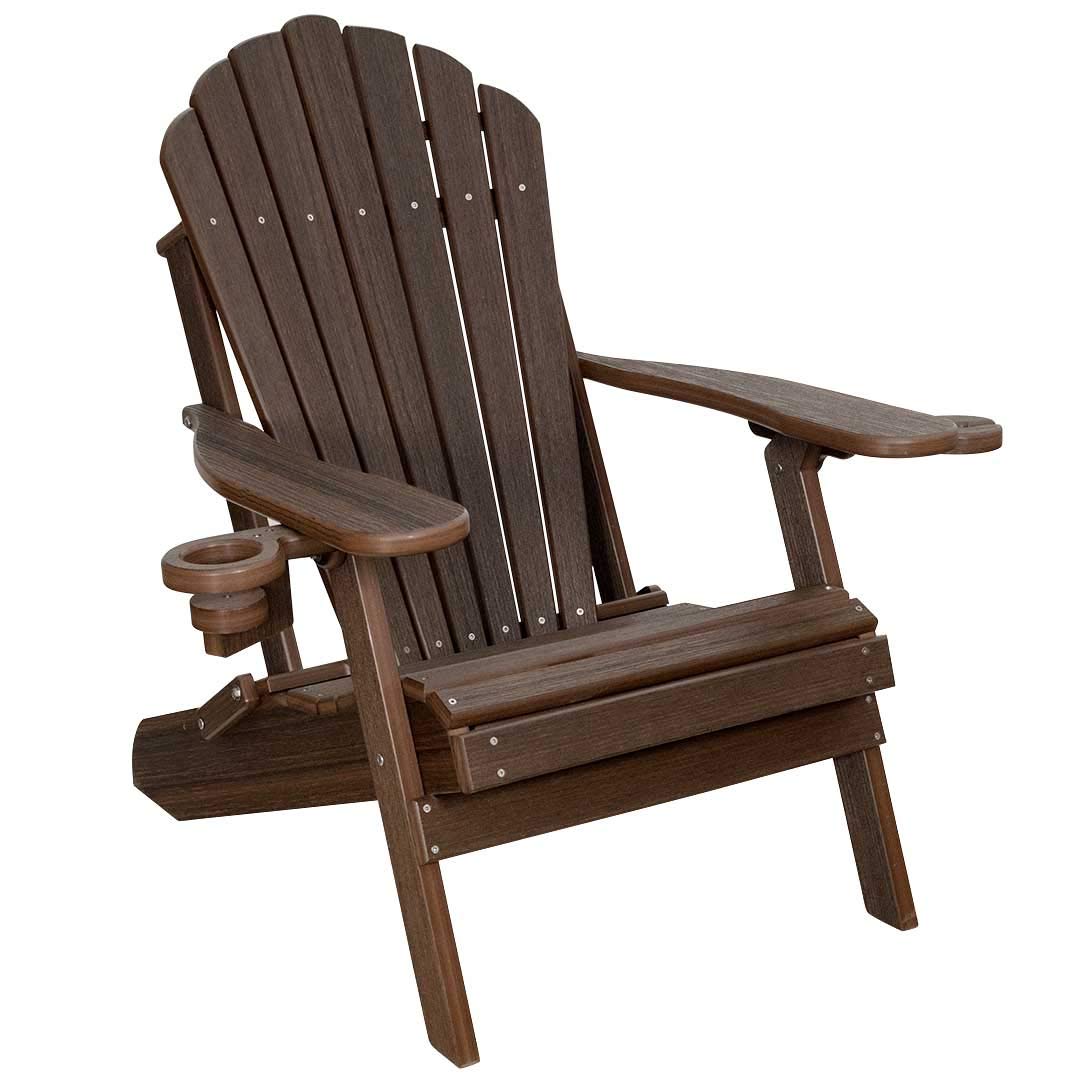 Outer Banks Deluxe Oversized Poly Lumber Folding Adirondack Chair (Brazilian Walnut)