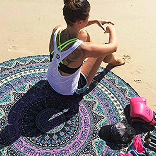 efperfect Indian Elephant Mandala Round Roundie Beach Throw Tapestry Hippy Boho Gypsy Cotton Tablecloth Beach Towel
