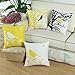 CaliTime Set of 4 Soft Canvas Throw Pillow Covers Cases for Couch Sofa Home Decoration Shadow Bird Tree Branches Silhouette 18 X 18 Inches Bright Yellow