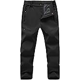 TBMPOY Men's Snow Ski Hiking Pants Fleece Lined Waterproof Winter Pant Softshell Camping Travel Ice Fishing Hunting Pant