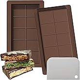 Deep Chocolate Bar Mold,(2 Pcs)Dubai Chocolate Molds Silicone Candy Bar Mold for Filling Pistachio, Granola, Knafeh, Wax Melts Baking Molds