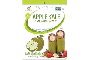 NewGem Apple Kale Sandwich Wraps, Gluten Free, Paleo, Keto Friendly, Low Calorie Sushi Wrap Alternative, Low Carb Tortilla Wraps, (Pack of 1)