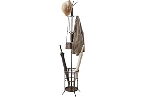 GHWIE Coat Rack Freestanding, Coat Tree with Umbrella Holder, Metal Coat Rack Stand with 12 Hooks, Standing Coat Hanger Stand