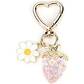 MUCOOS Strawberry Keychain, Strawberry Charm Silver, Strawberry Bag Charm,Strawberry Gifts for Women
