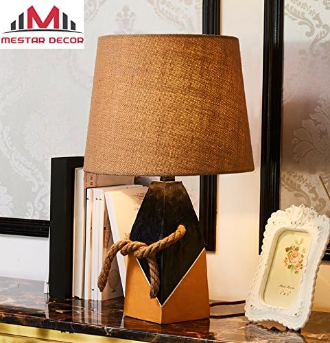 20" Navy Blue Hemp Rope Table Lamp for Kids Bedroom