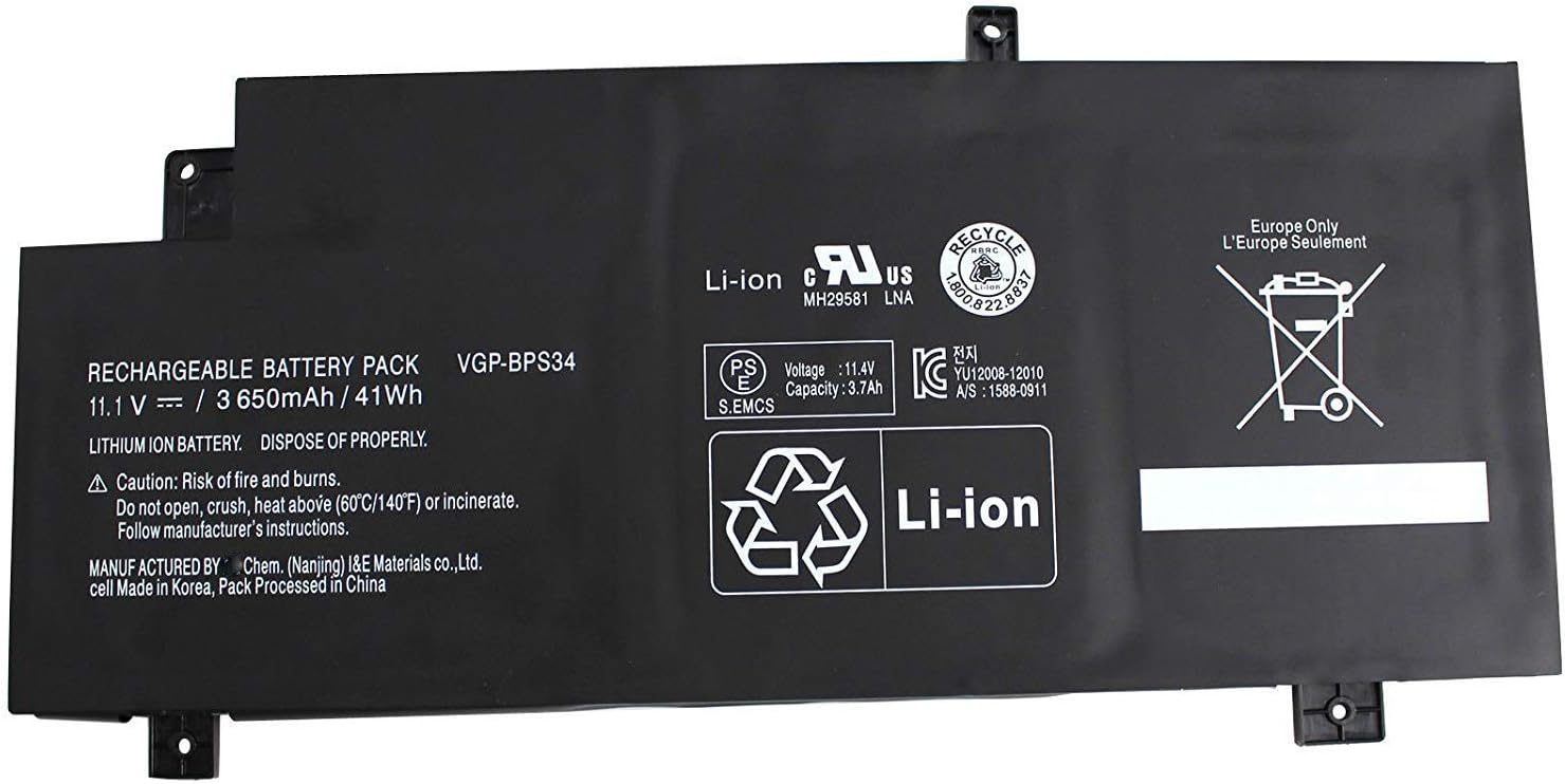 Hubei VGP-BPS34 VGP-BPL34 laptop battery for Sony Vaio Fit SVF14A SVF15A FIT15A SVF15A1ACXB SVF15A1ACXS SVF15A1BCXB SVF15A1BCXS SVF15A1CCXB SVF15A1DPXB(11.1V 41Wh)