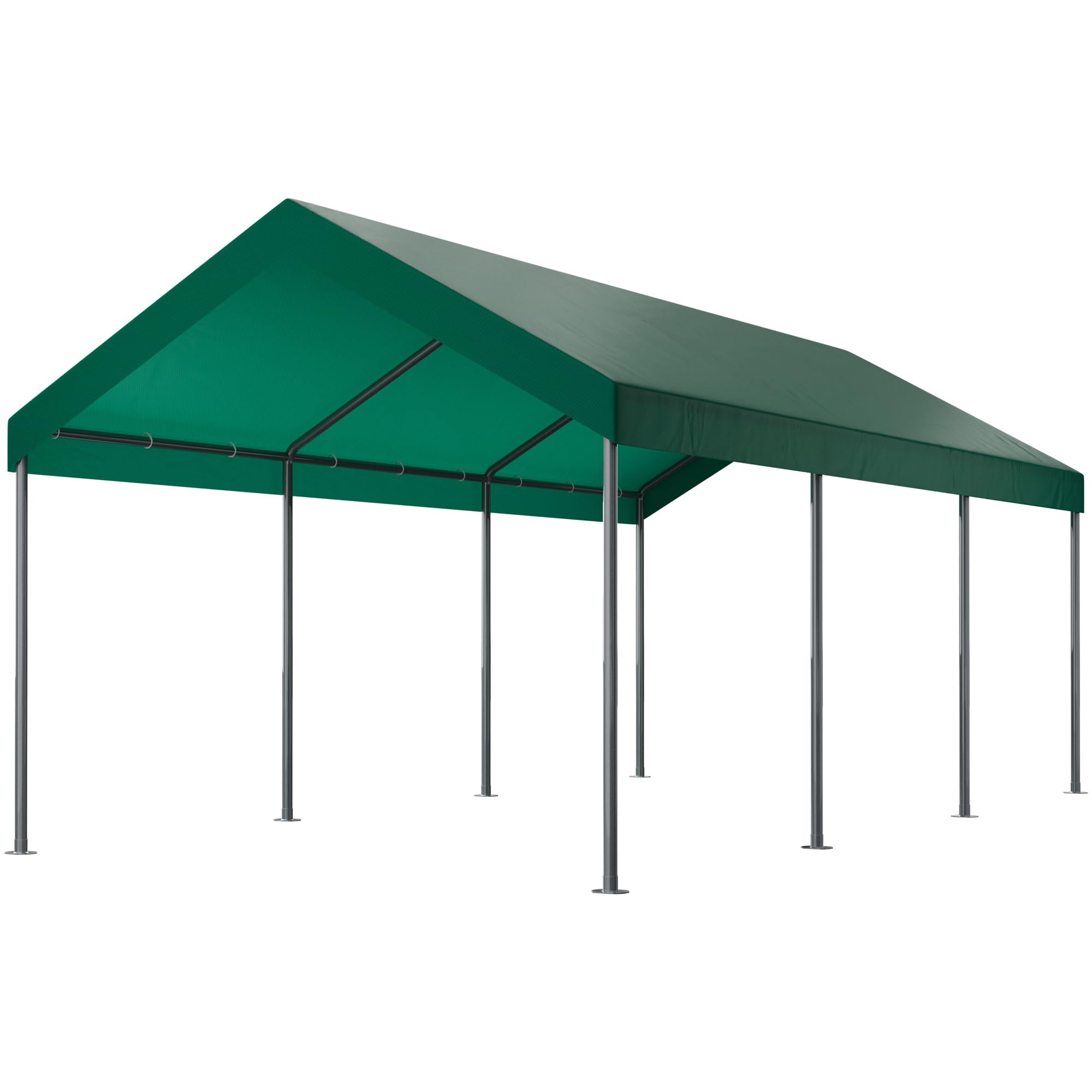 Photo 1 of Shintenchi 10x20ft Heavy Duty Carport with UV Resistant Canopy, Powder-Coated Steel Frame, Easy to Assemble Portable Garage, Stable Carport for Car, Bike, Camp, Outdoor Storage (Green)