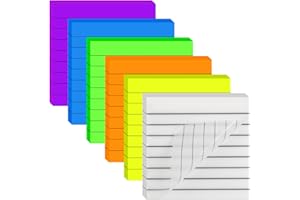SYMDROMIA 300 Sheets Lined Transparent Sticky Notes, 3x3 Inch 6 Colorful Clear See Through Translucent Self-Adhesive Post Memo Reminder Tabs with Line for Office Woman College School Students Classroom Supplies