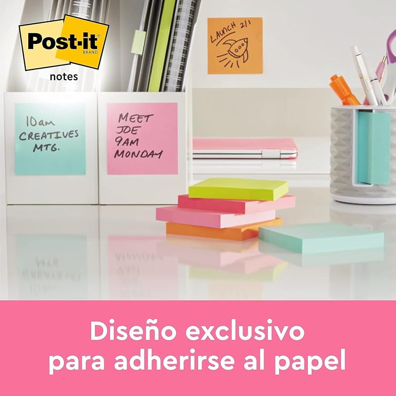 Mini Note Cube, Ultra Cores - 51 mm x 51 mm, 400 folhas, Azul/Verde/Rosa/Amarelo - Post-its para listas de tarefas e lembretes