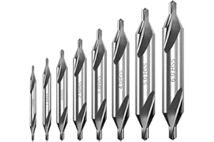 Saipor 8Pcs HSS Center Drill Bits Set 60-Degree Angle Combined Countersink Drill Bit Tool High Speed Steel Countersink Tools 