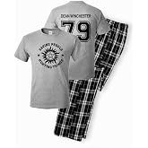 Studio 9Thirty3 Dean Winchester Pajama Set &ndash; Supernatural Merch Shirt &amp; Pants &ndash; Saving People Hunting Things Lounge Gift
