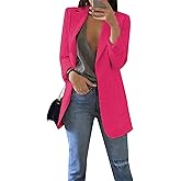 FLITAY Womens Long Sleeve Solid Color Blazer Open Front Slim Fit Work Jackets Coat