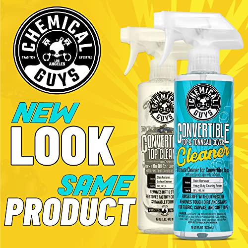 CHEMICAL GUYS CONVERTIBLE TOP CLEANER – 16 OZ FABRIC & VINYL SOFT TOP CLEANER – SAFE ON CANVAS, VINYL, SYNTHETIC COVERS – DEEP CLEANS DIRT, STAINS, TREE SAP & ROAD GRIME – PREPS FOR PROTECTION