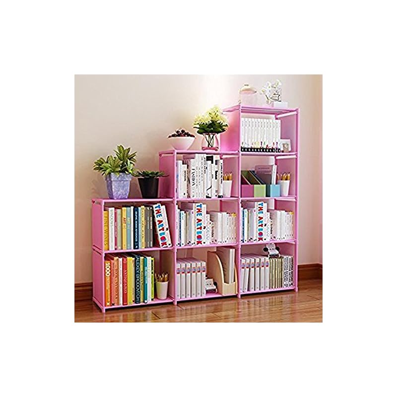 Korie 30 inch Stair Shape 9Cube Bookcase Bookshelf Adjustable DIY Cube Storage Shelves Unit
