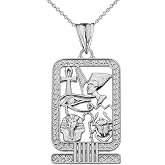 Exquisite Sterling Silver Ancient Egyptian Cartouche Pendant Necklace