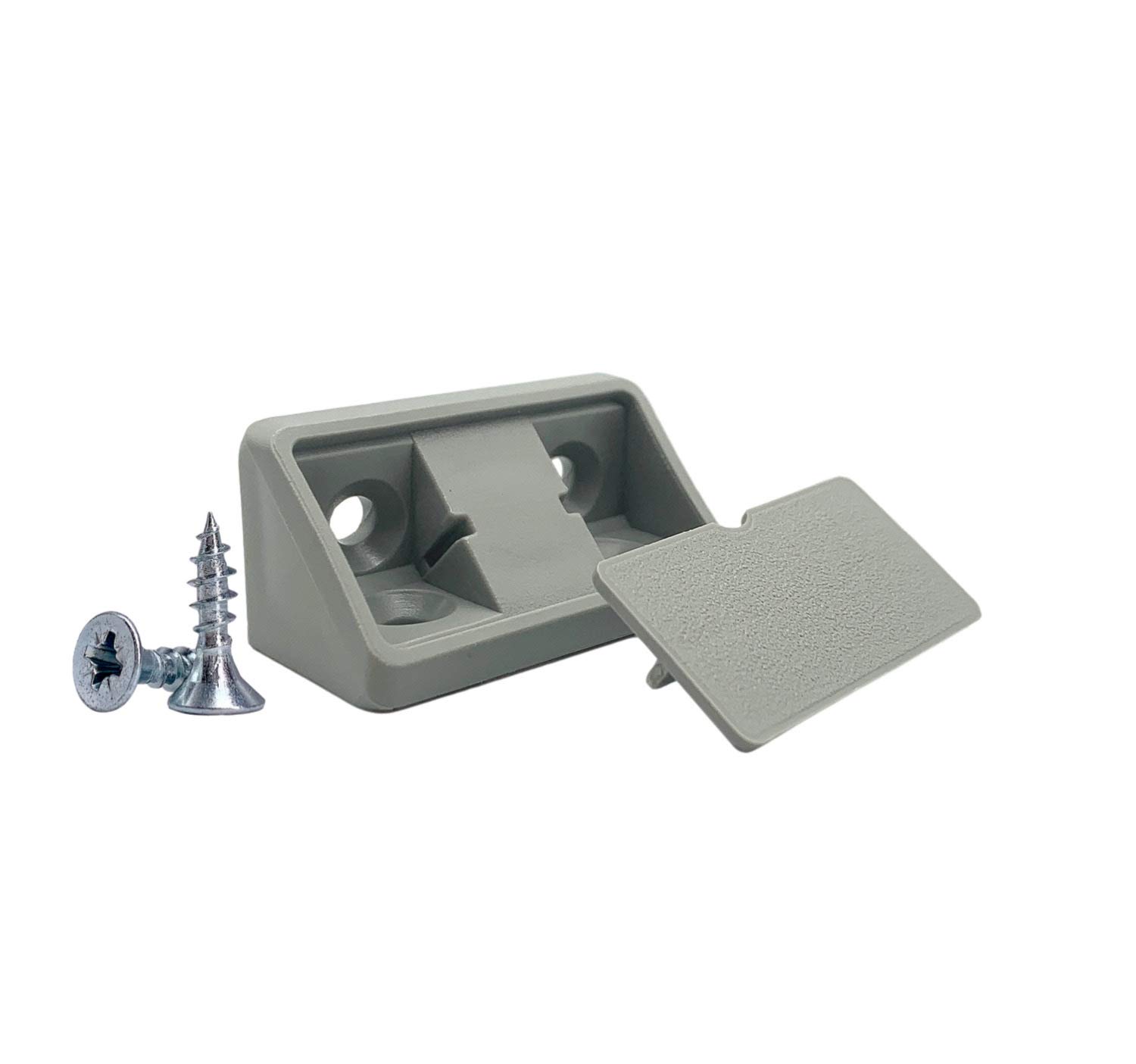 (Pack of 10 pcs) Grey Shelf Brackets 44 x 20 x 20 mm, Furniture Corner Joints Plastic 90 Degree Corner Brace Joint, Right Angle, Screws Included (10, Grey)