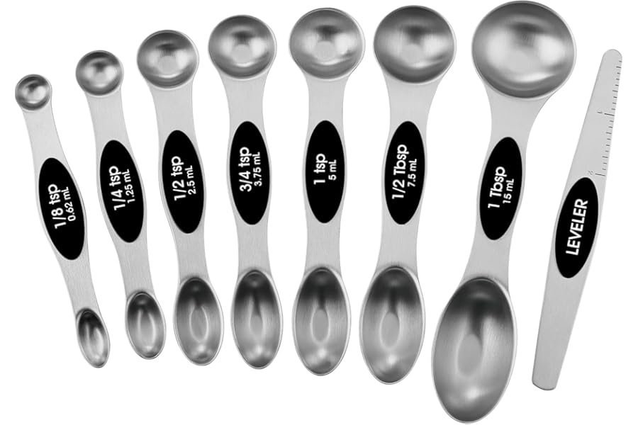 Pack of 8 Stainless Steel Magnetic Measuring Spoons Set, Cordless Handheld, Lightweight, Double Run Time for Lawn 1
