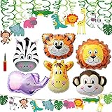 Supla VBS Safari Jungle Animals Hanging Decorations Green Safari Party Forest Animal Theme Supplies for Baby Shower Kids 1st Birthday Nursery School Classroom Bedroom Bathroom Table Ceiling Decor