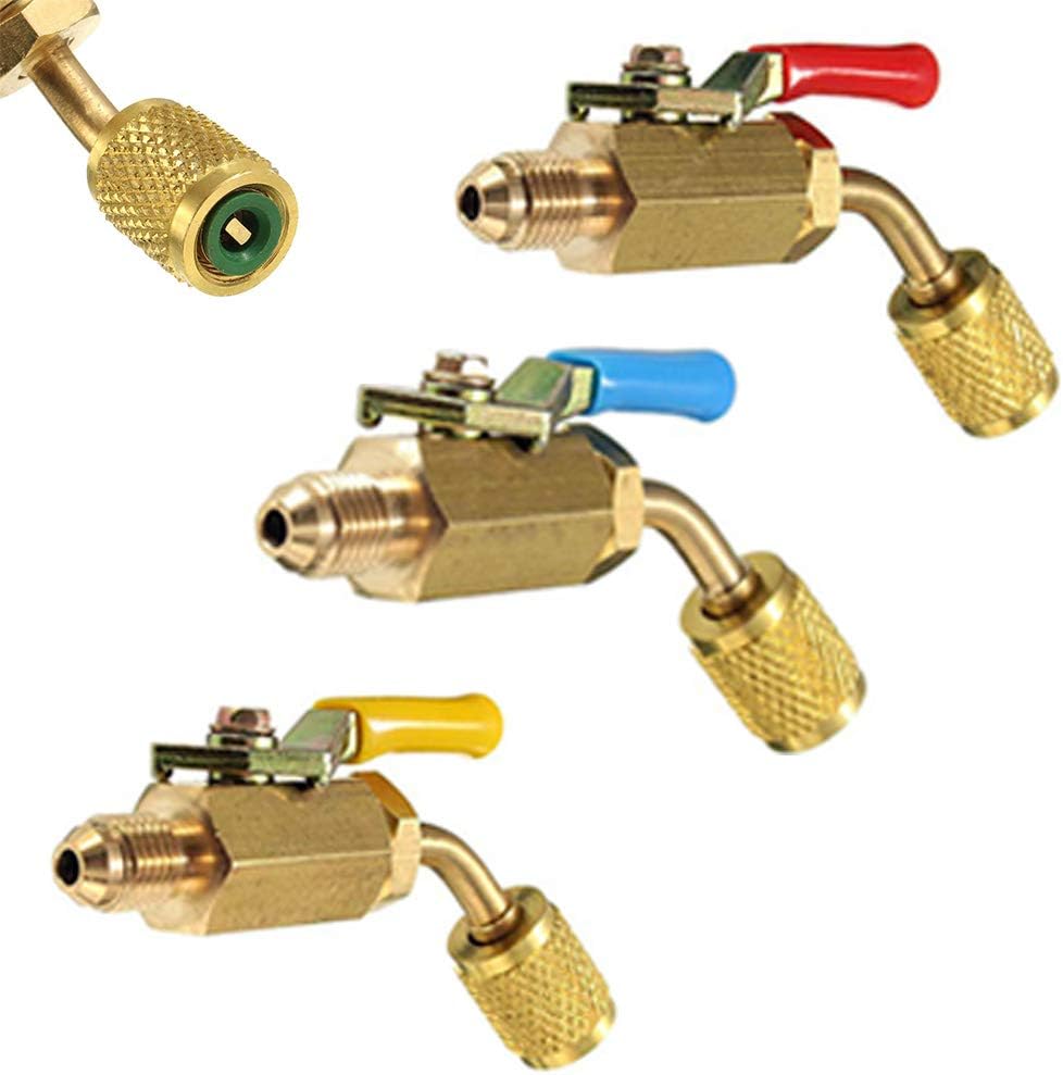 LIYYOO Refrigerant Charging Hose with Ball Valve Apply to R134A R12 R22 R502 R404 Refrigerant Air Conditioning Manifold Gauge 1/4" Thread Hose Set 60" Red/Yellow/Blue (Pack of 3): Automotive