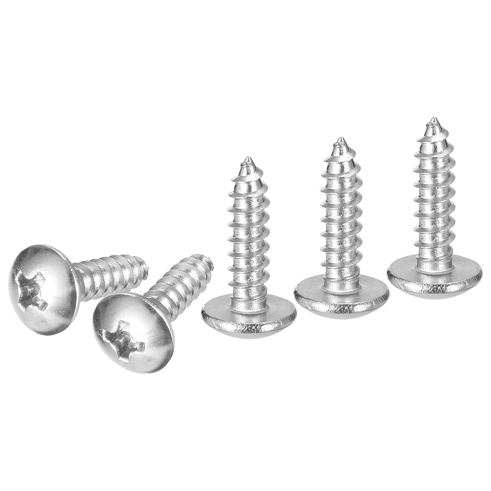 DTGN #6x1/2 Sheet Metal Screws - 100 Pack - for Wood, Furniture - 304 Stainless Steel Phillips Truss Head Self Tapping Tip Wood Screws - Silver