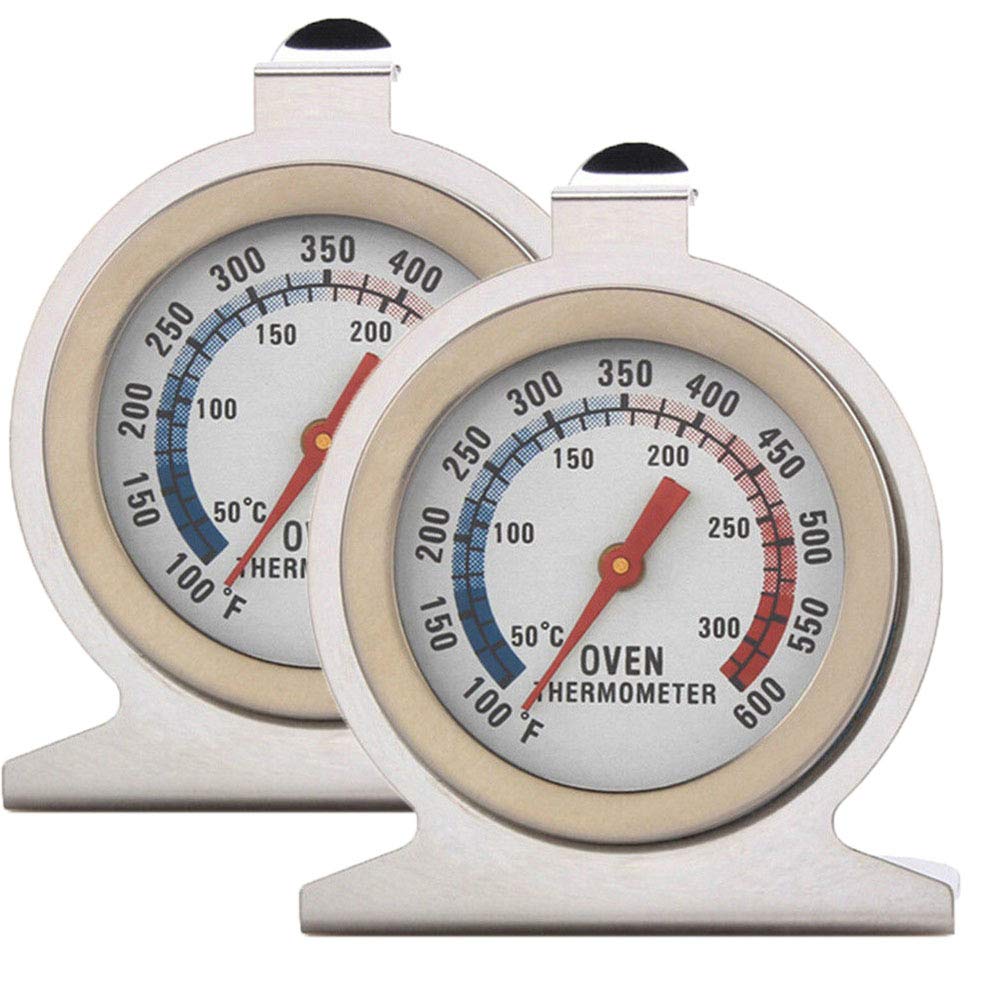 INRIGOROUS Stainless Steel Dial Oven Thermometer - Pack of 2, Portable Food Cooking & Baking Temperature 50-300℃ Measurement Range for Home Kitchen