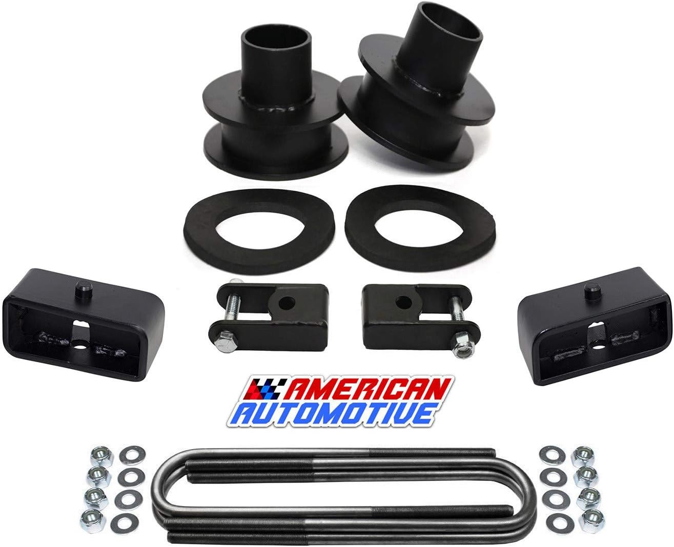 American Automotive F250 F350 Super Duty Lift Kit 4WD 3.5" Front Spring Spacers + 2" Rear Blocks + Shock Extenders