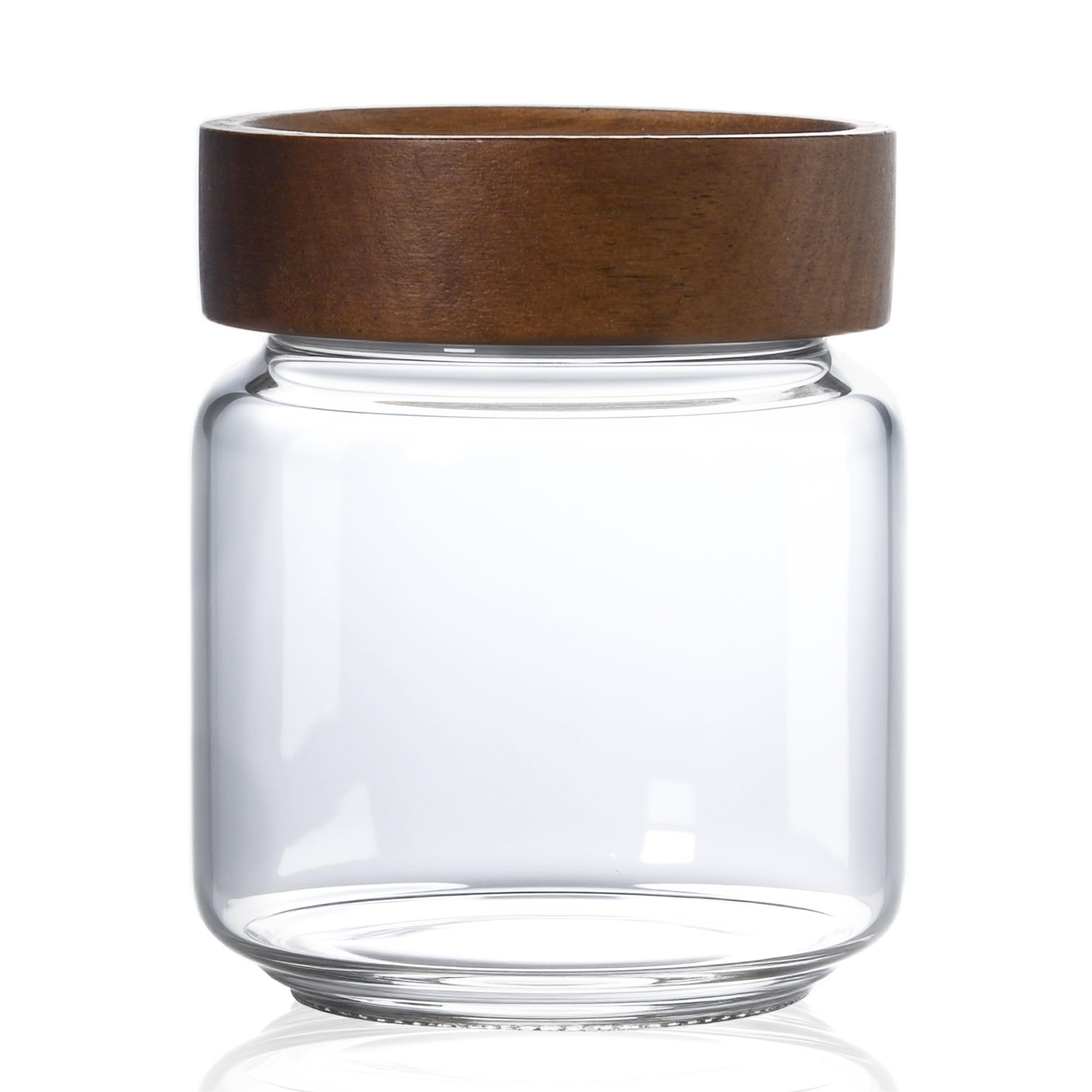 Photo 1 of *MINOR DAMAGE - USED*
MOLADRI 13.5 fl oz/400 ml Glass Jar with Airtight Wooden Screw Top Lid, Clear Stackable Food Storage Canister, Small Cute Decorative Glass Container for Coffee, Candy, Cookie, Sugar, Oatmeal, Salt