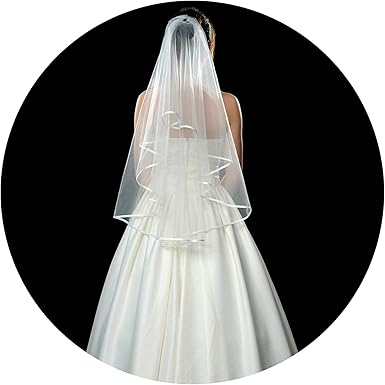 Simple Bridal Veil Short Tulle White Ivory Two Layers Wedding