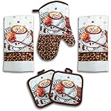Coffee Latte Kitchen Decor 5 Piece Linen Set