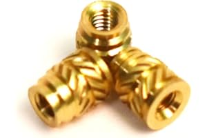 [J&J Products, Inc] M2.5 Brass Insert 100pcs,4.5mm OD, 5.5mm Length, Female M2.5 Thread, Press Fitting or Heat Sink or Injection Molding Type, 100 pcs