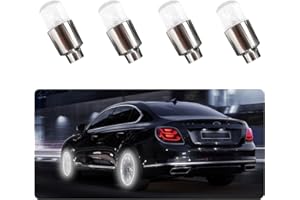 Gasedin 4 PCS LED Tire Valve Stem Cap Lights, Cool Light & Shock Sensor Night Flash Light for Tire Decor, Waterproof Motion Tire Spoke Light for Most Vehicle, Car Accessories (White)