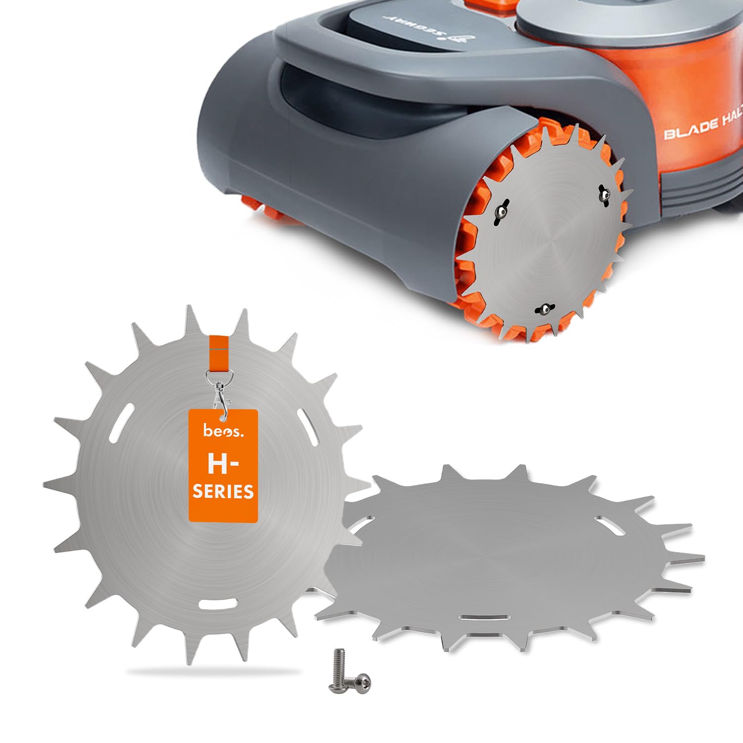 BEOS PREMIUM STAINLESS STEEL spikes for Segway Navimow - Polished - Slotted holes for optimal alignment - Traction improvement for Segway robotic mowers - Robot lawn mower wheels for Navimow